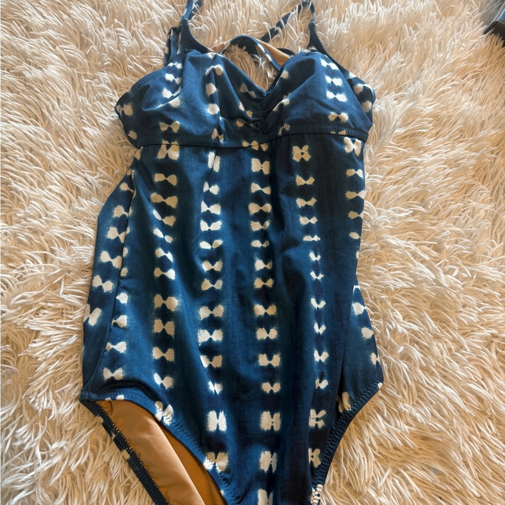 Crewcuts Blue and White One Piece with Artisanal Pattern